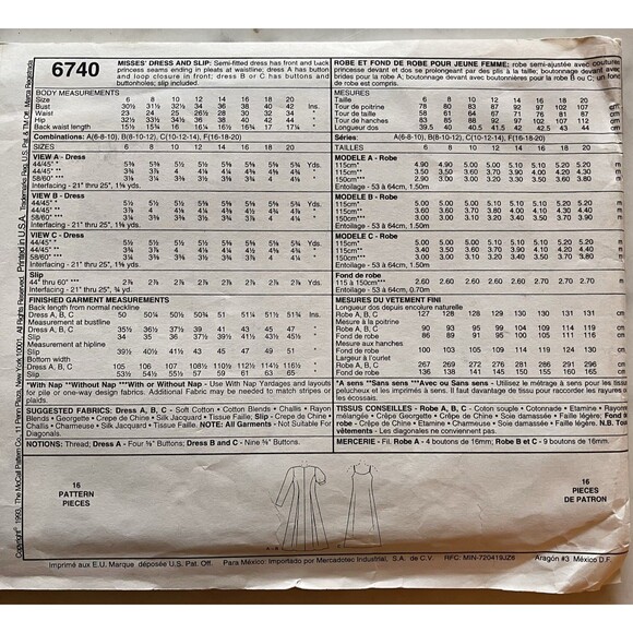 McCall's Pattern 6740 Women's Button Up Dress Size 6-8-10 Business Professional - Picture 3 of 5